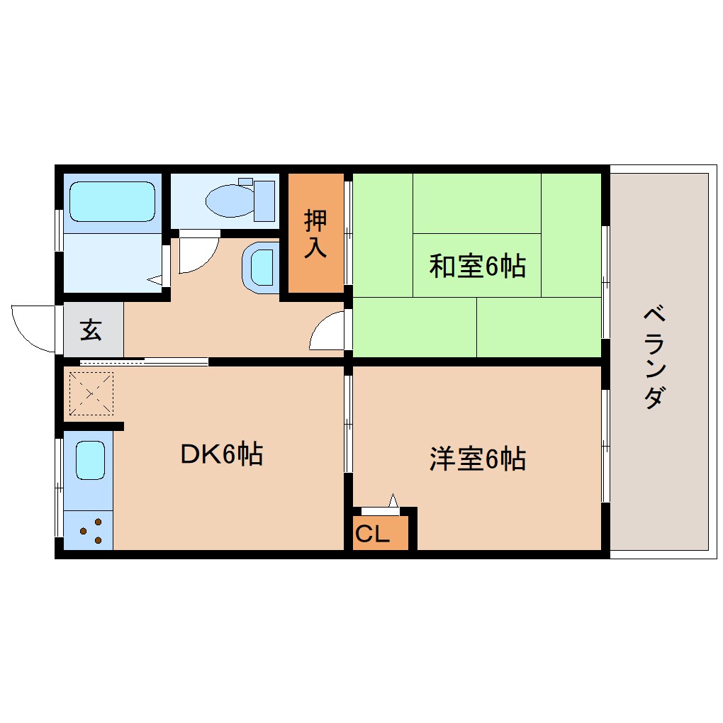 奈良県奈良市三碓3丁目ハイツ 2階の物件間取画像