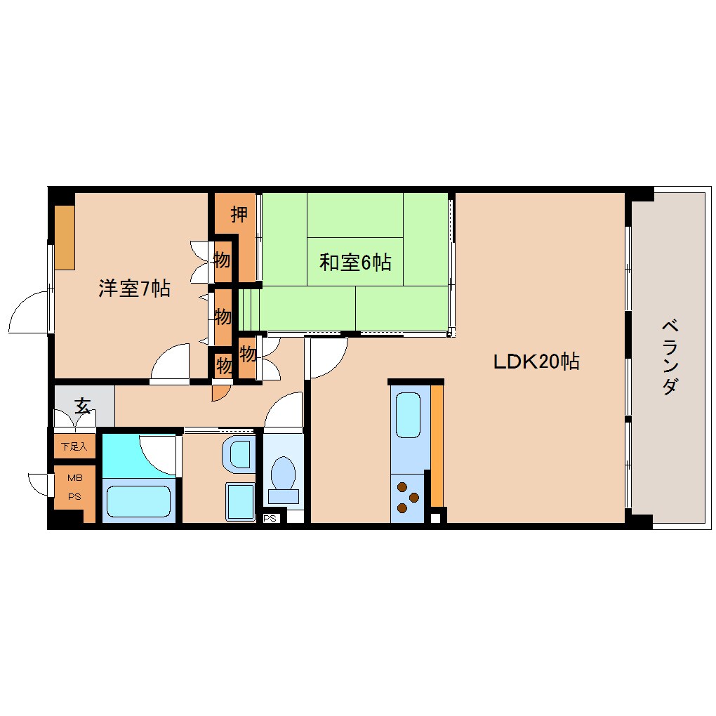 奈良県奈良市松陽台4丁目マンション 1階の物件間取画像