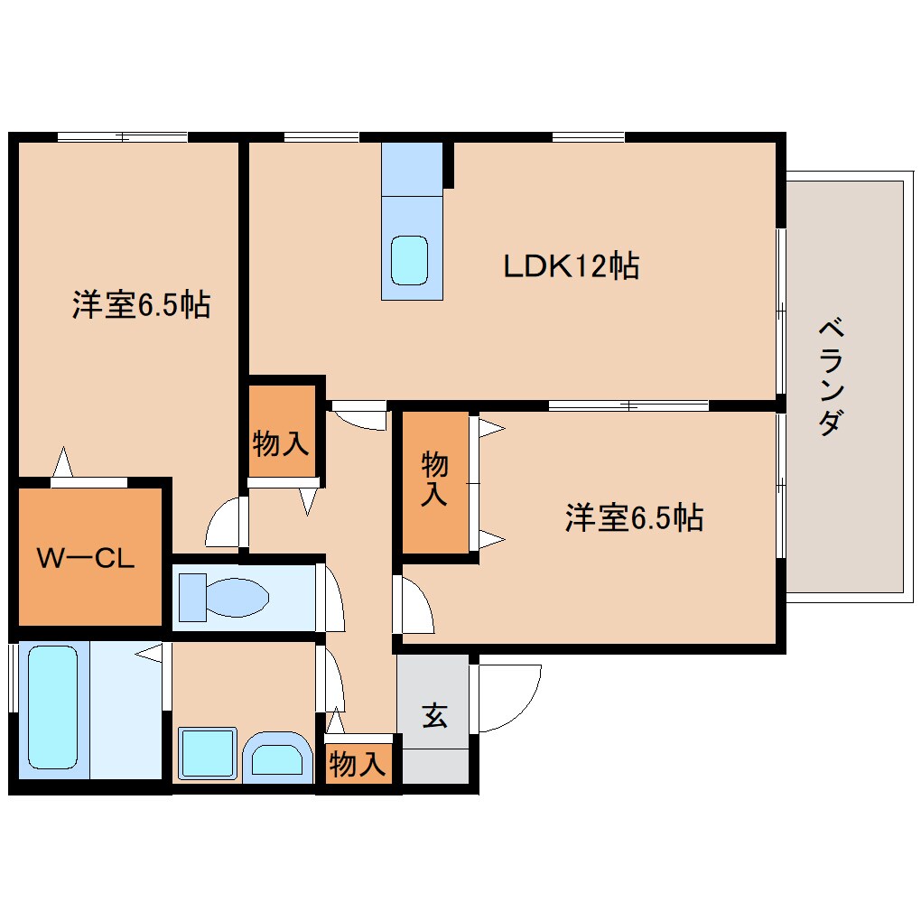 奈良県奈良市千代ヶ丘3丁目ハイツ 2階の物件間取画像