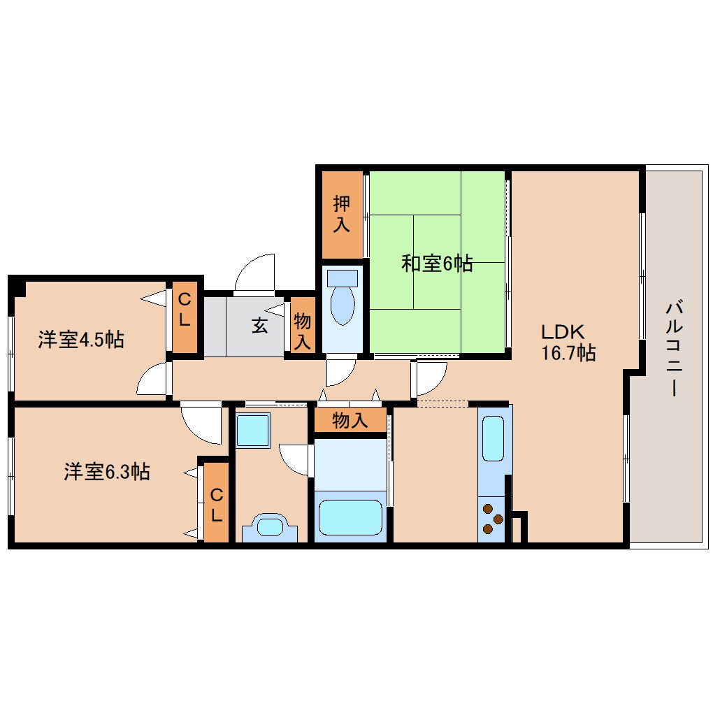 学研奈良登美ケ丘駅 徒歩15分 2階の物件間取画像