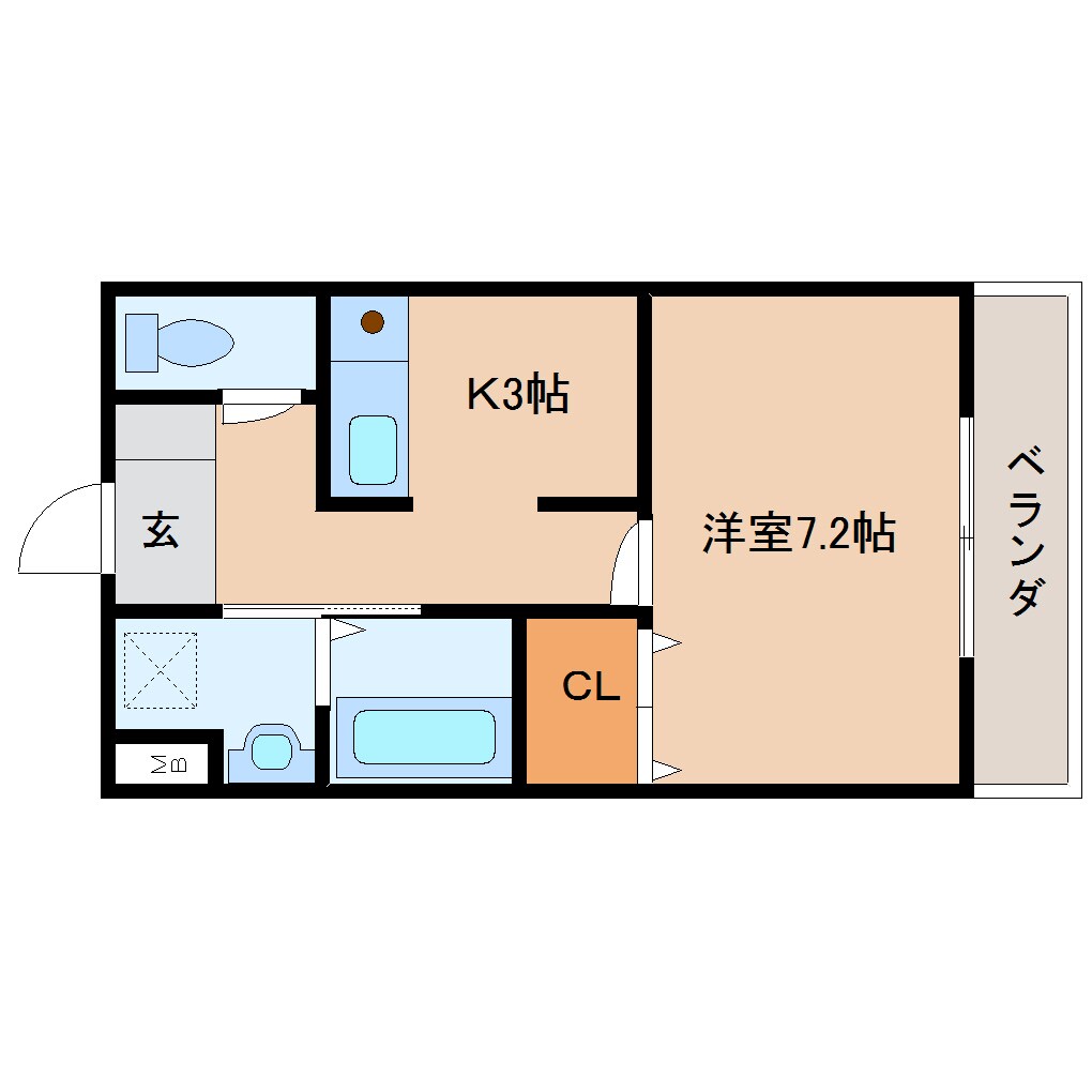 富雄駅 徒歩3分 2階の物件間取画像