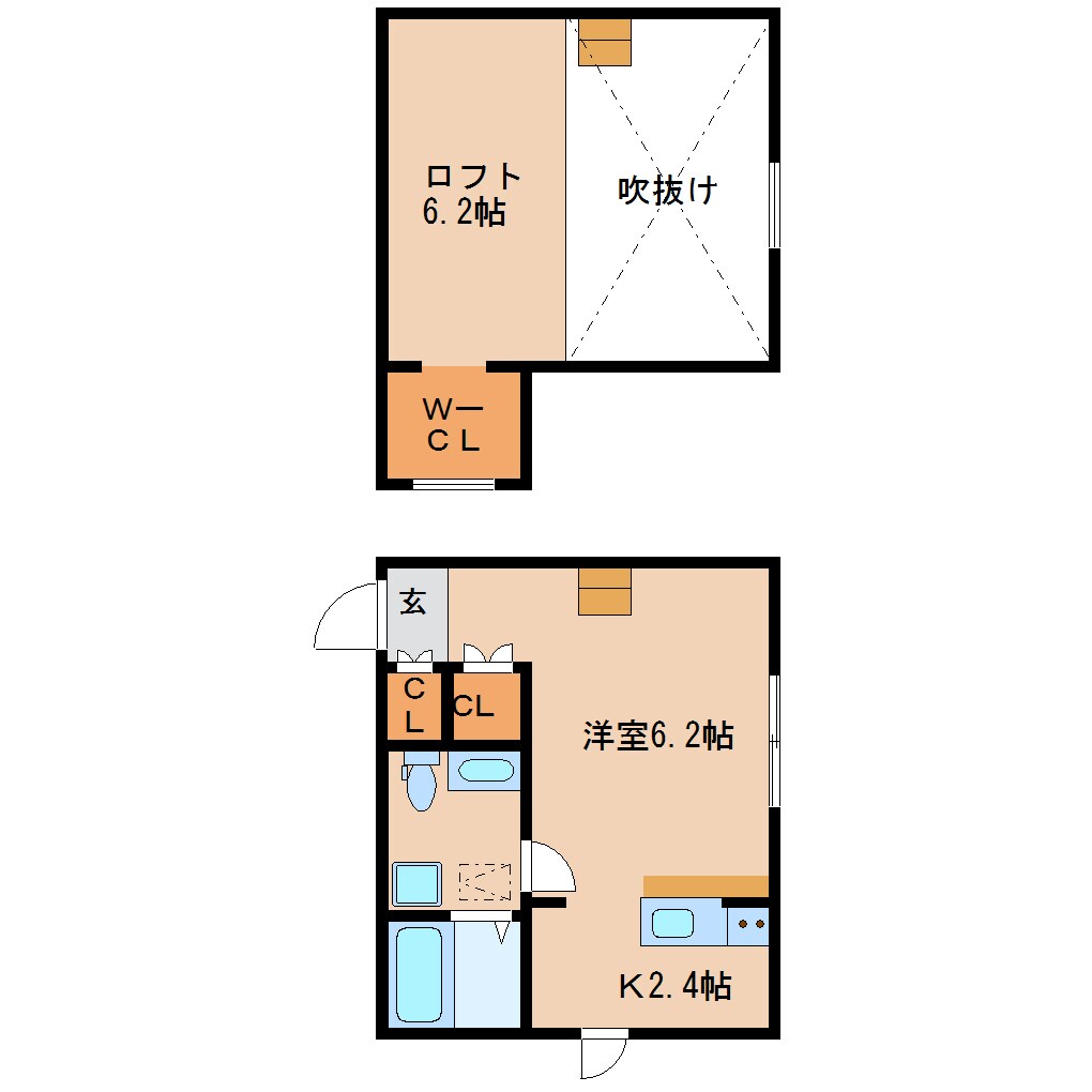 奈良県奈良市三松1丁目コーポ 2階の物件間取画像