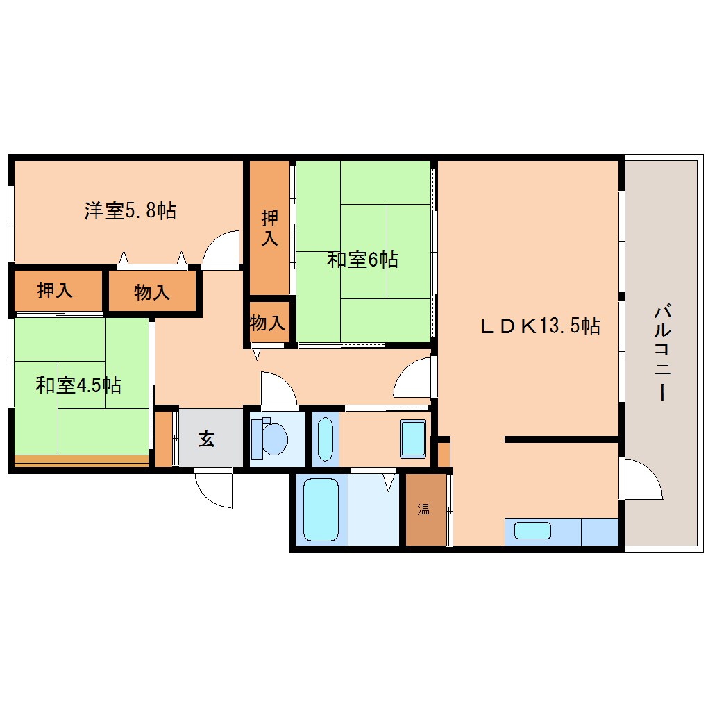 学園前駅 徒歩18分 1階の物件間取画像