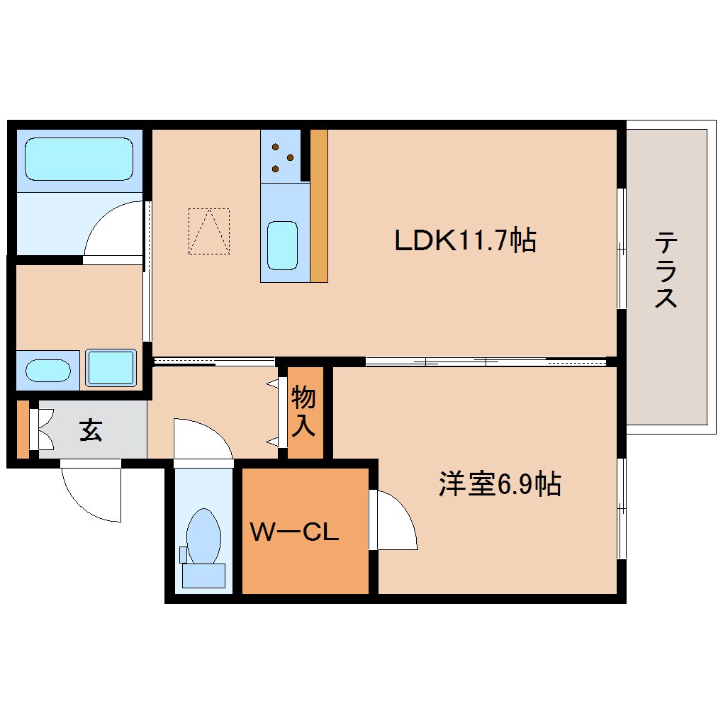 奈良県奈良市中山町ハイツ 1階の物件間取画像