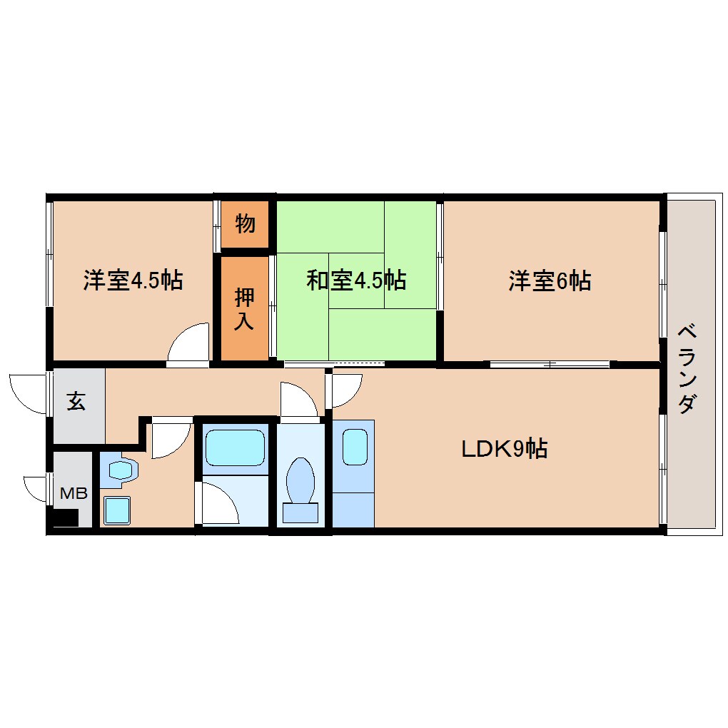 東生駒駅 徒歩5分 2階の物件間取画像