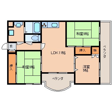 奈良県生駒市東生駒1丁目マンション 5階の物件間取画像