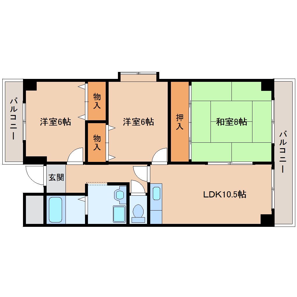 菜畑駅 徒歩1分 6階の物件間取画像