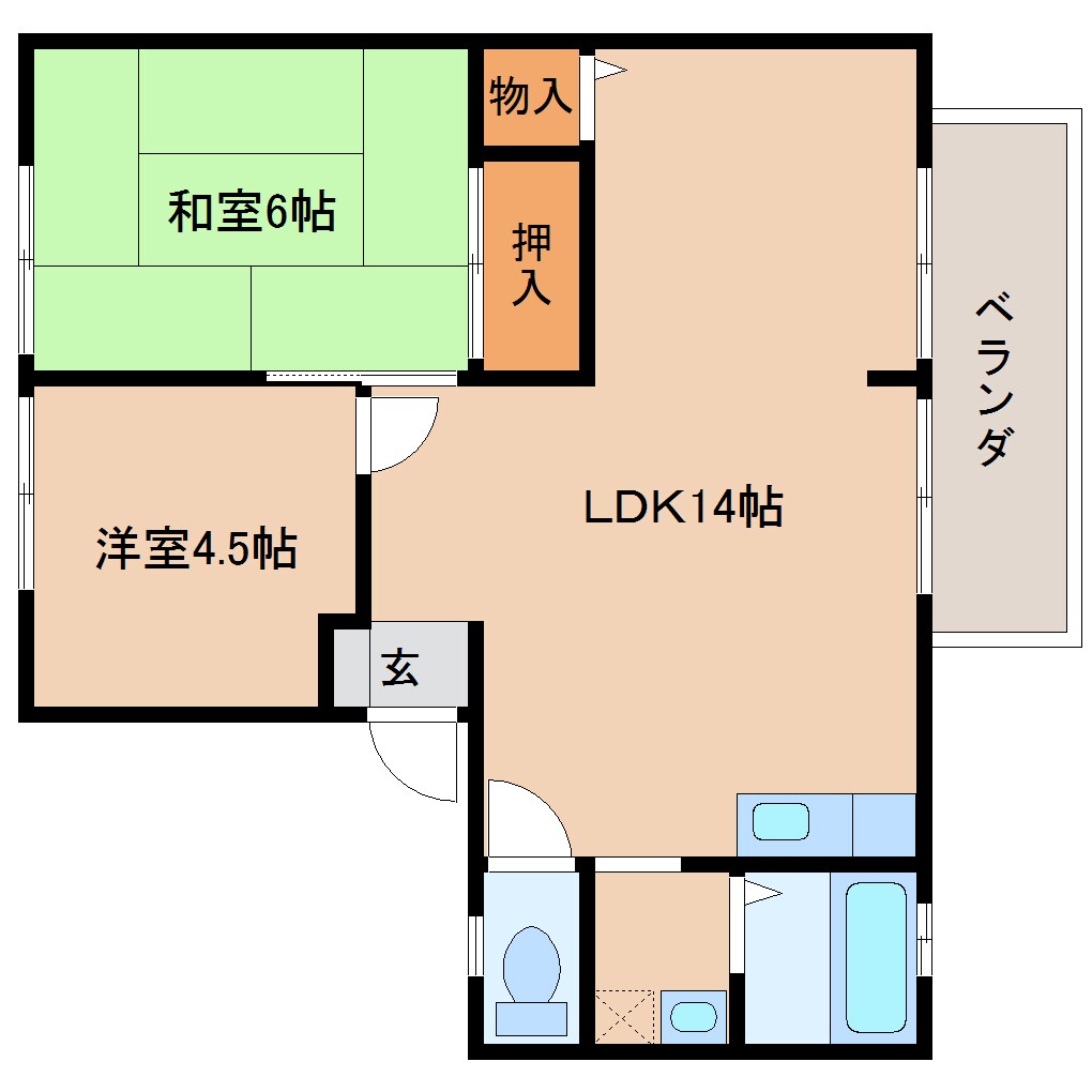 大阪府四條畷市田原台3丁目ハイツ 2階の物件間取画像