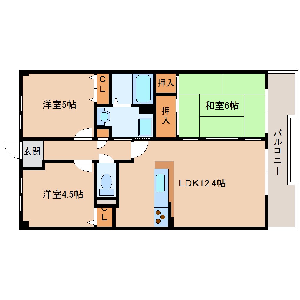 奈良県生駒市山崎町マンション 2階の物件間取画像