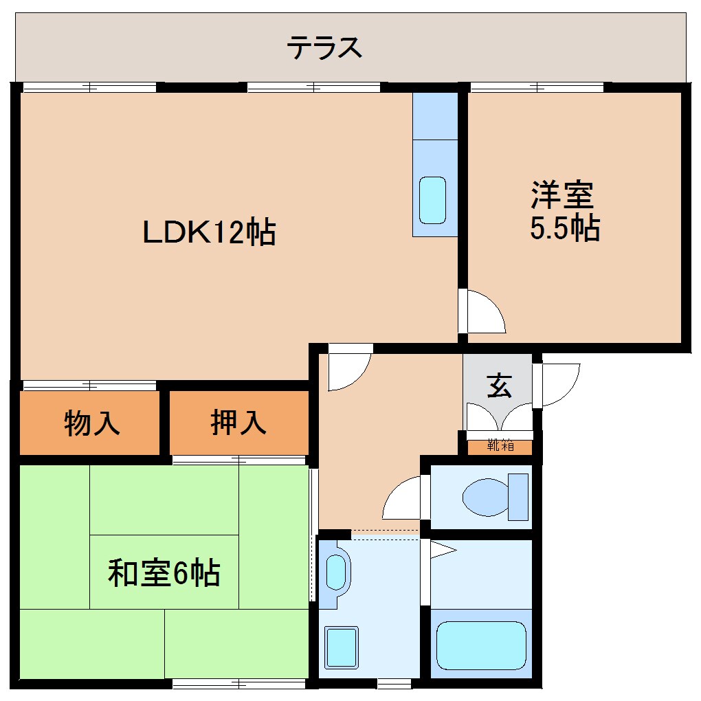 奈良県生駒市俵口町ハイツ 1階の物件間取画像