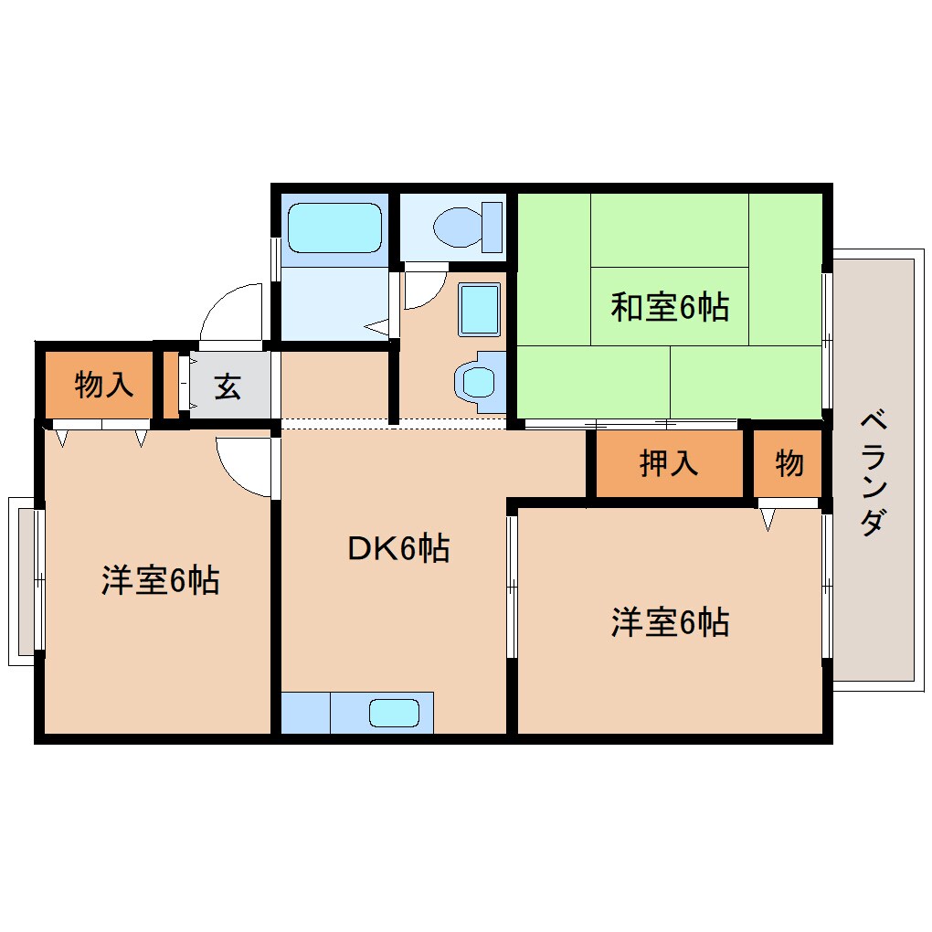 奈良県生駒市萩原町ハイツ 2階の物件間取画像