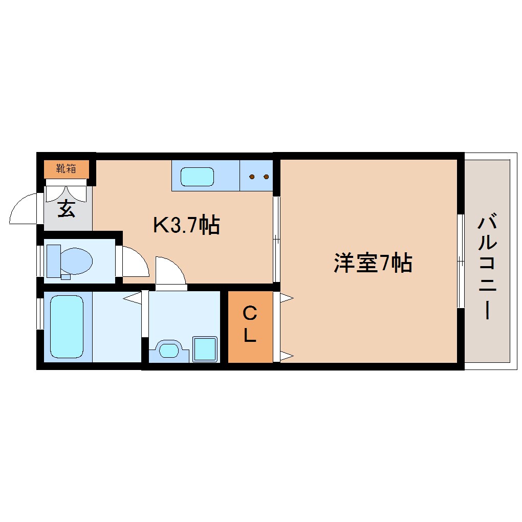 奈良県生駒市辻町コーポ 1階の物件間取画像