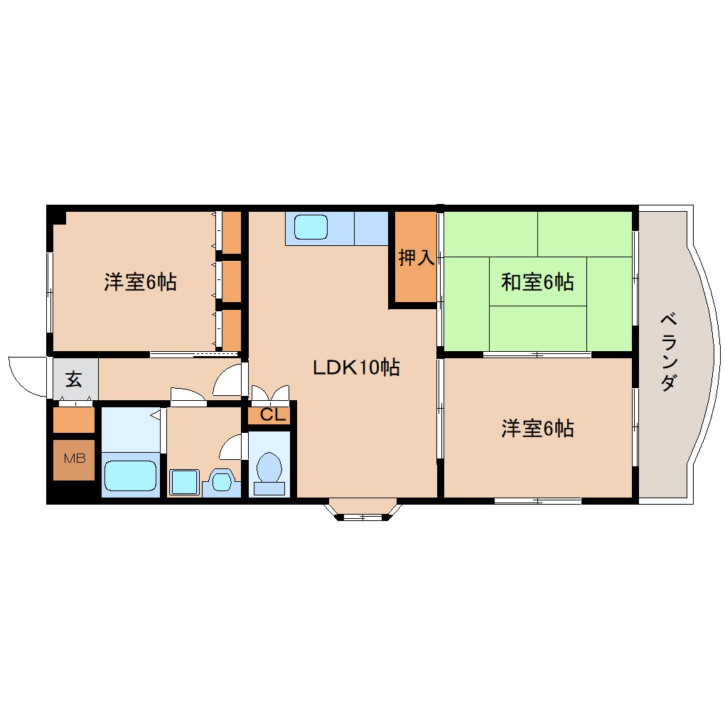 南生駒駅 徒歩10分 5階の物件間取画像