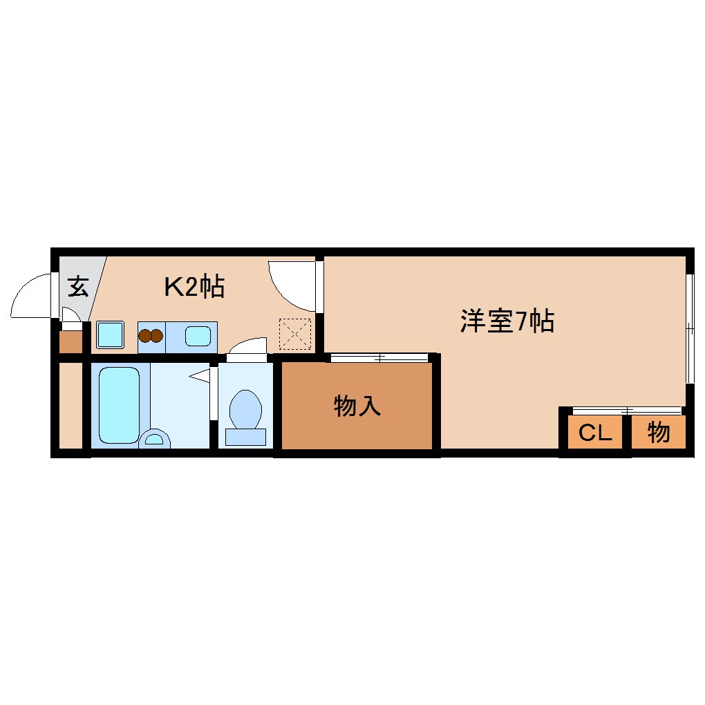 東生駒駅 徒歩7分 2階の物件間取画像