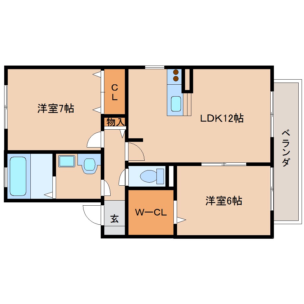 奈良県生駒市小瀬町ハイツ 2階の物件間取画像