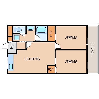 奈良県生駒市小瀬町マンション 3階の物件間取画像