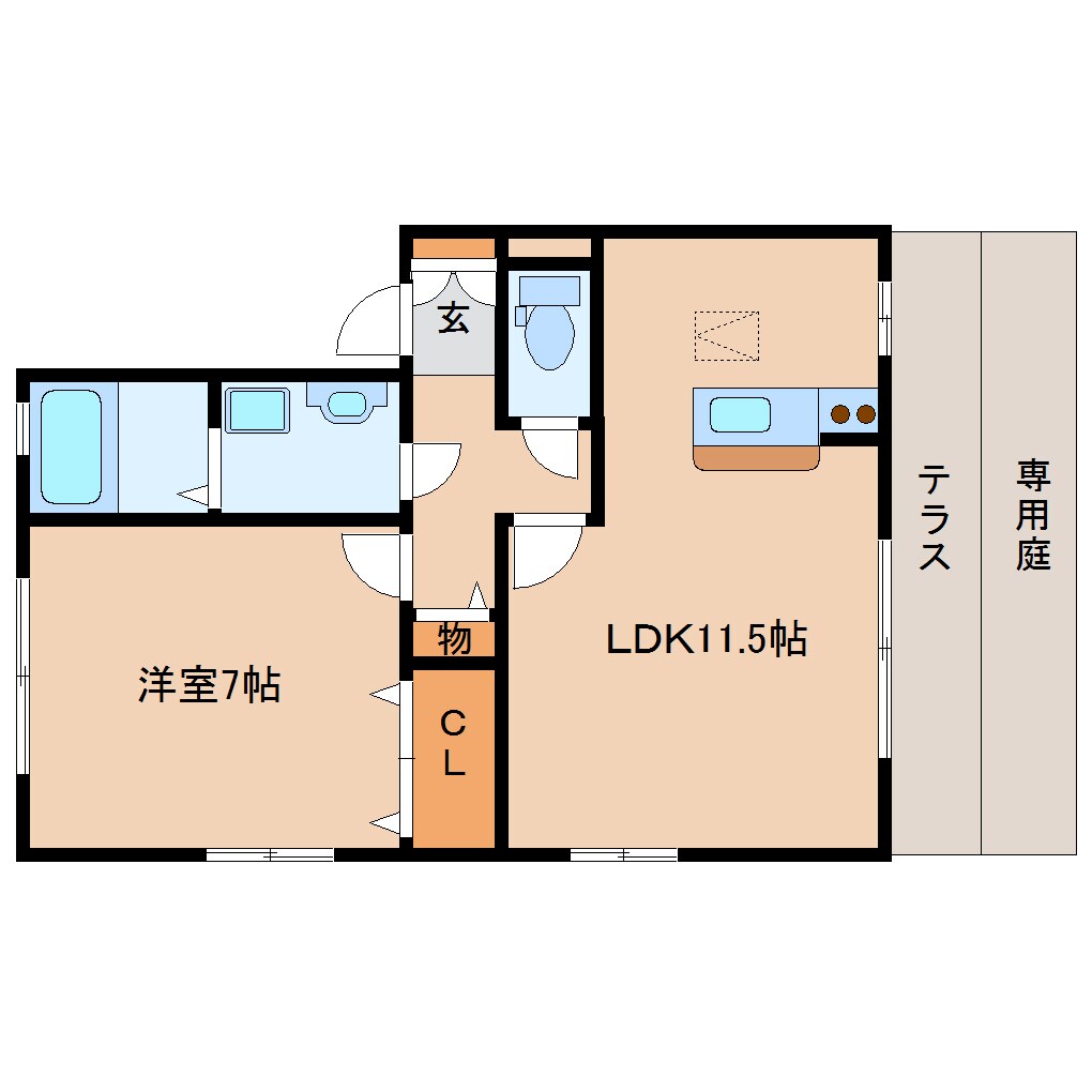 奈良県生駒市俵口町ハイツ 1階の物件間取画像
