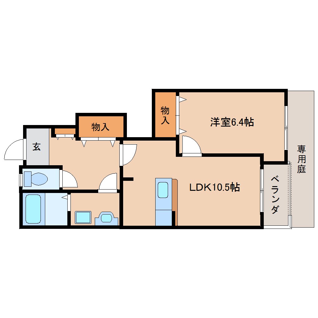 奈良県生駒郡平群町大字椣原コーポ 1階の物件間取画像