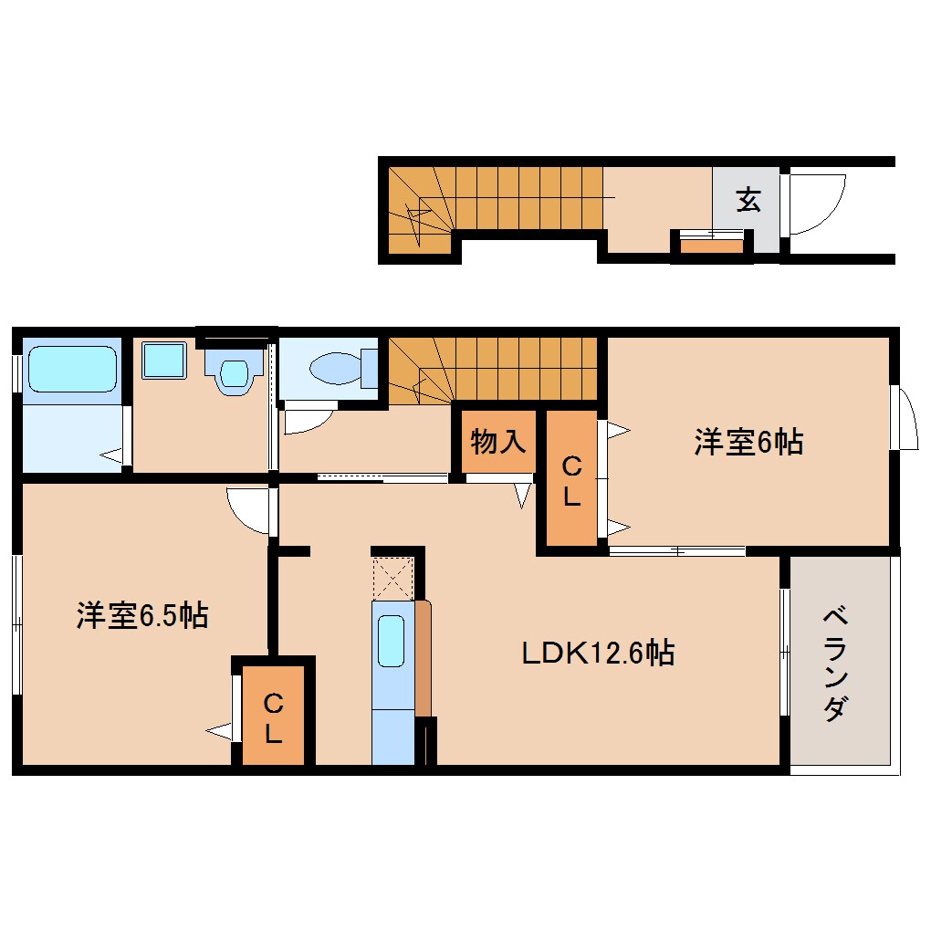 奈良県生駒市小明町コーポ 2階の物件間取画像