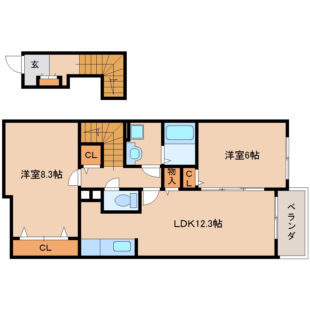 奈良県生駒市南田原町コーポ 2階の物件間取画像