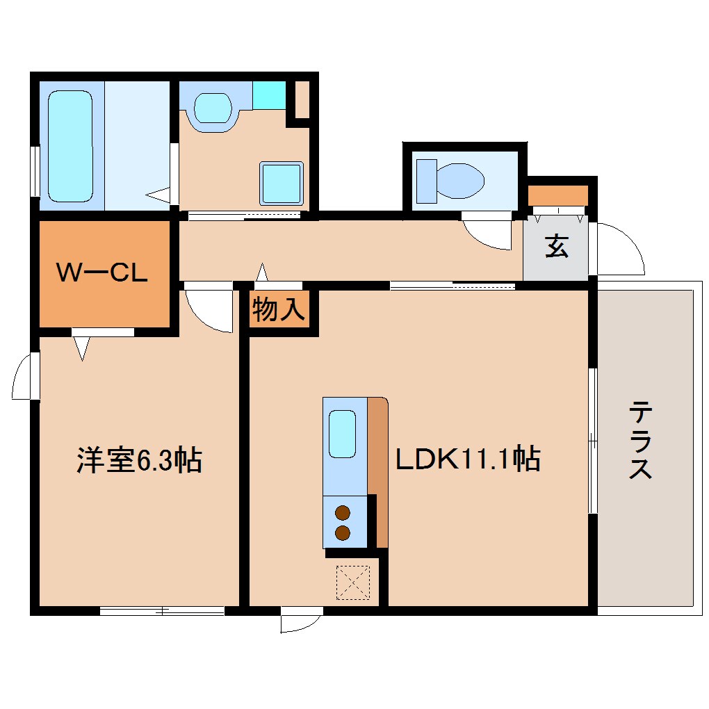 奈良県生駒市東旭ケ丘ハイツ 1階の物件間取画像