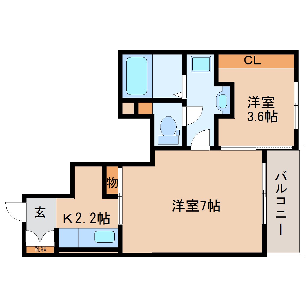 奈良県生駒市南田原町コーポ 1階の物件間取画像