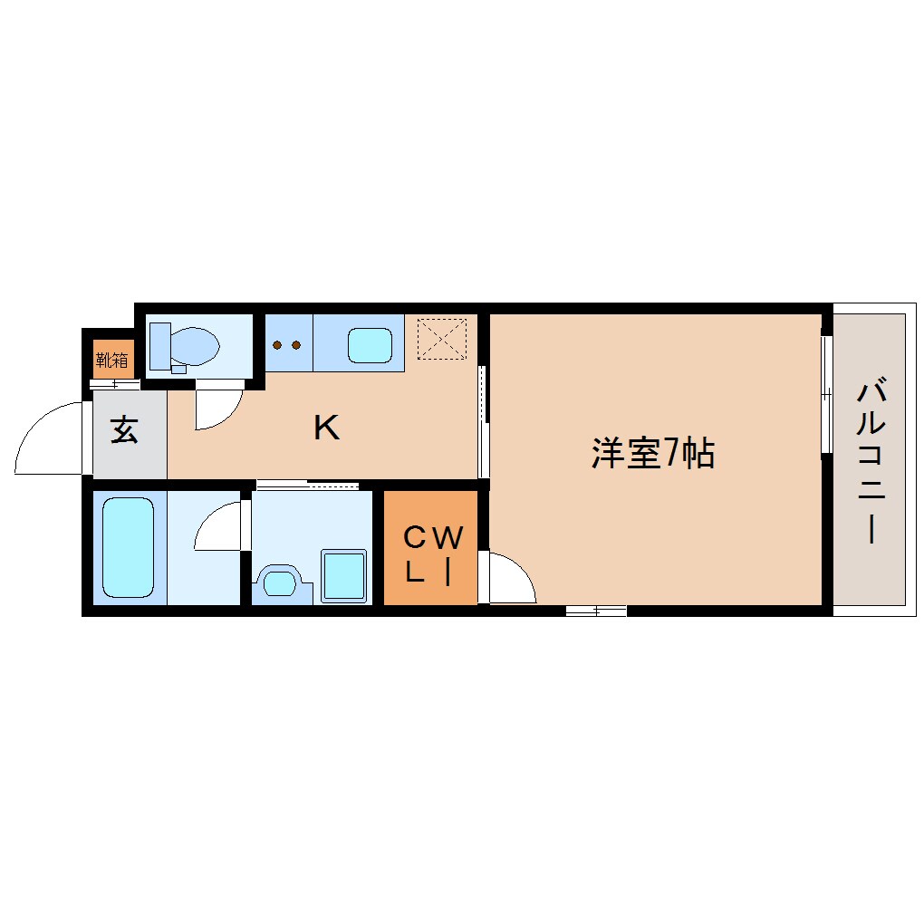 奈良県生駒市仲之町コーポ 1階の物件間取画像