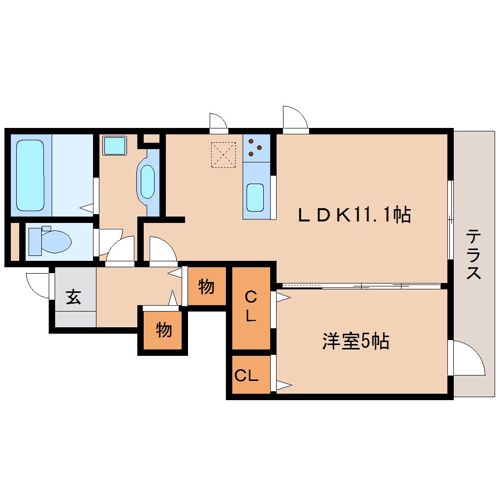 奈良県生駒市緑ケ丘ハイツ 1階の物件間取画像