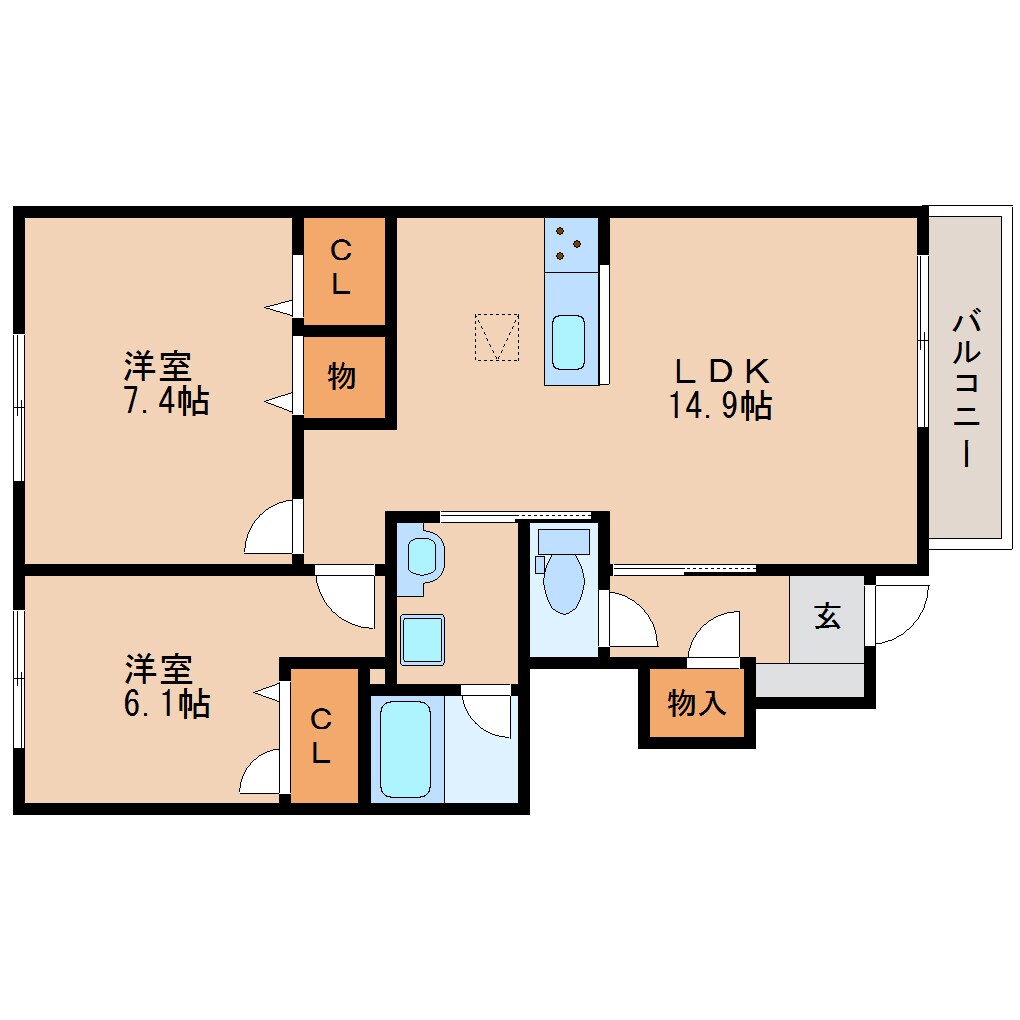 奈良県生駒市山崎町ハイツ 1階の物件間取画像