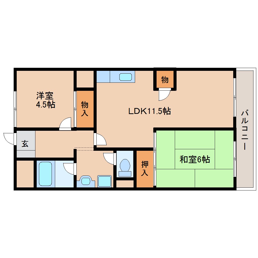 生駒駅 徒歩18分 2階の物件間取画像