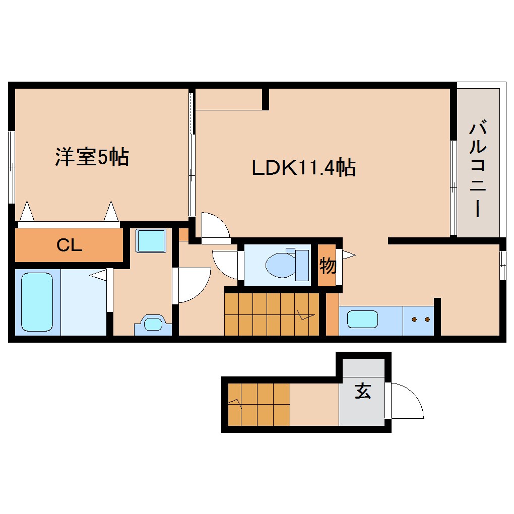 奈良県生駒市東生駒1丁目コーポ 2階の物件間取画像