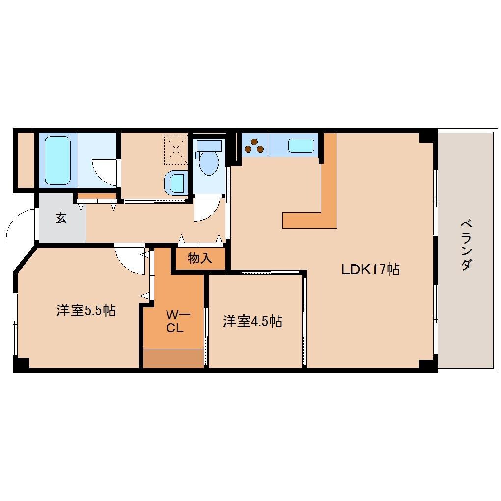 奈良駅 バス8分  北神殿下車：停歩4分 2階の物件間取画像