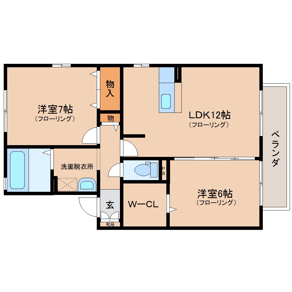 京都府木津川市梅美台7丁目ハイツ 2階の物件間取画像