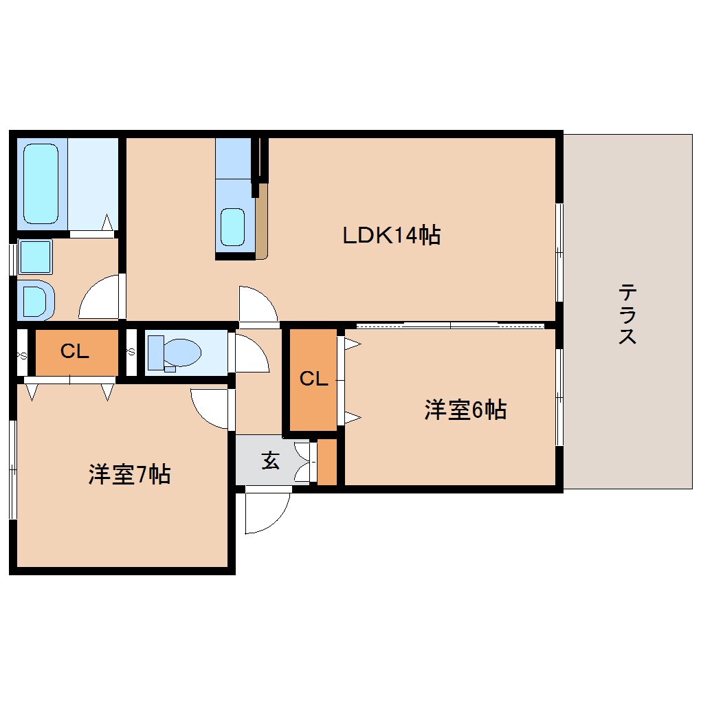 奈良県奈良市大安寺3丁目コーポ 1階の物件間取画像