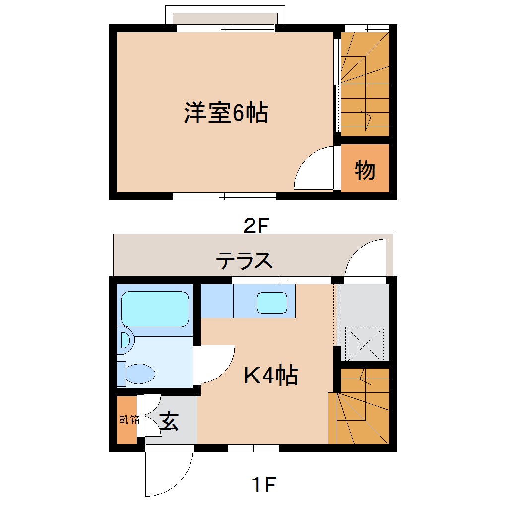 奈良県奈良市押小路町テラスハウス 1-2階の物件間取画像
