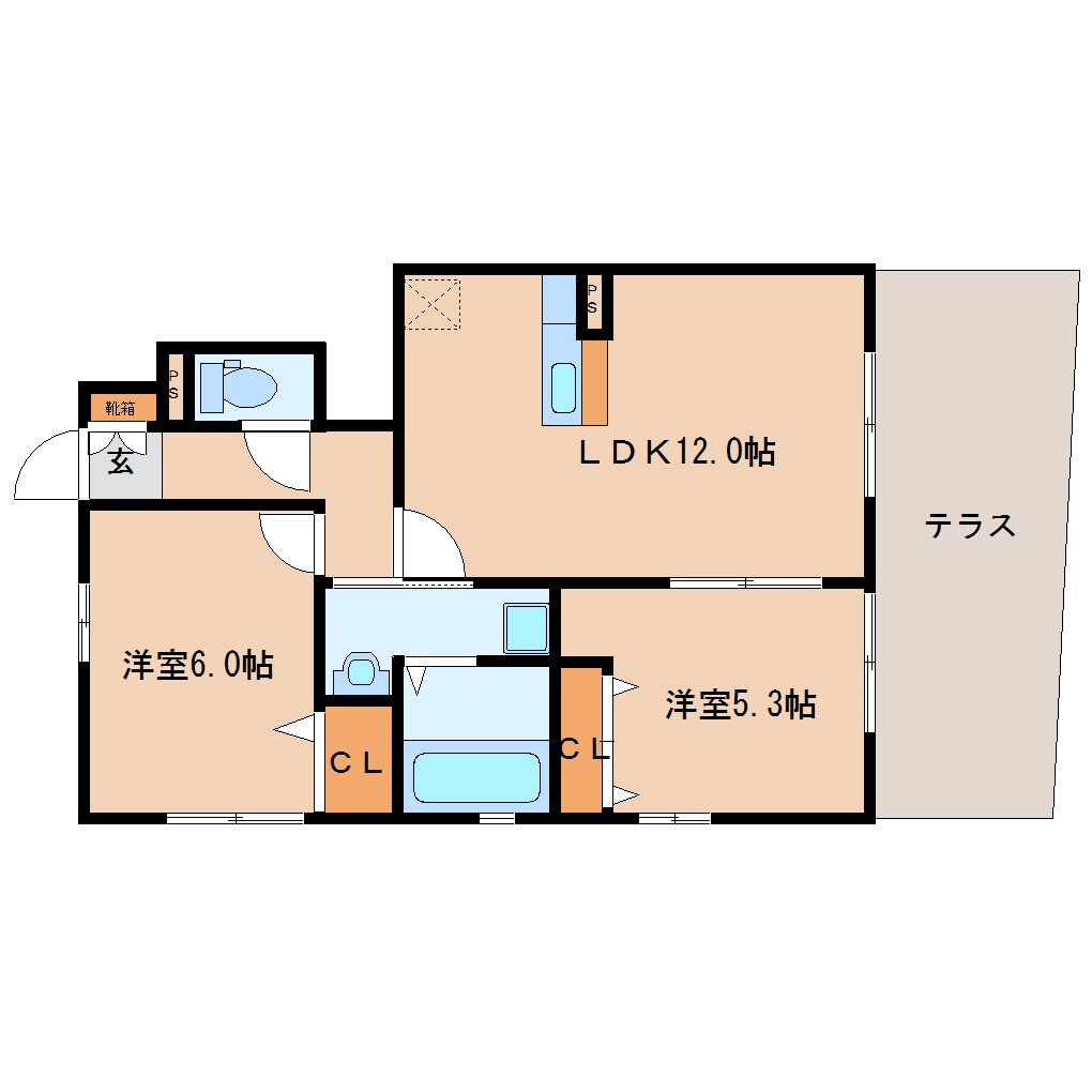 奈良県奈良市法華寺町コーポ 1階の物件間取画像