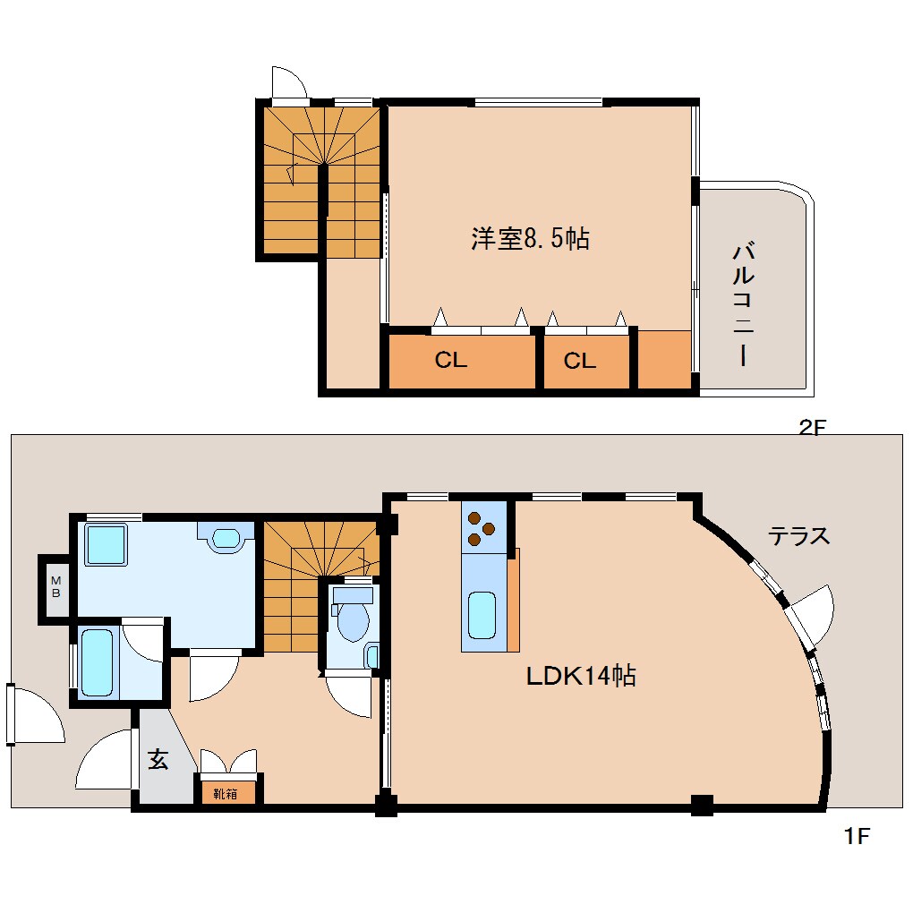 奈良県奈良市高天市町マンション 1-2階の物件間取画像