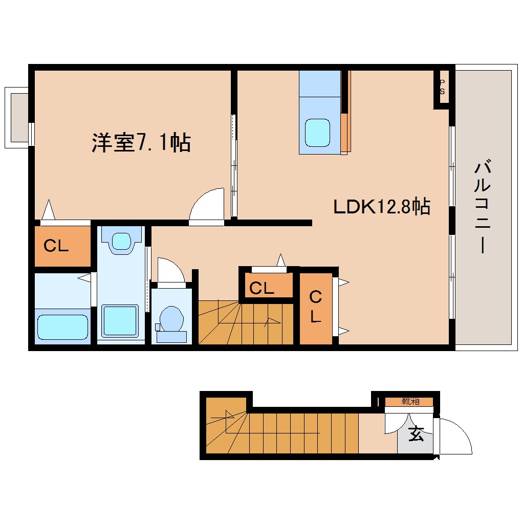 奈良駅 バス14分  西九条町下車：停歩5分 2階の物件間取画像