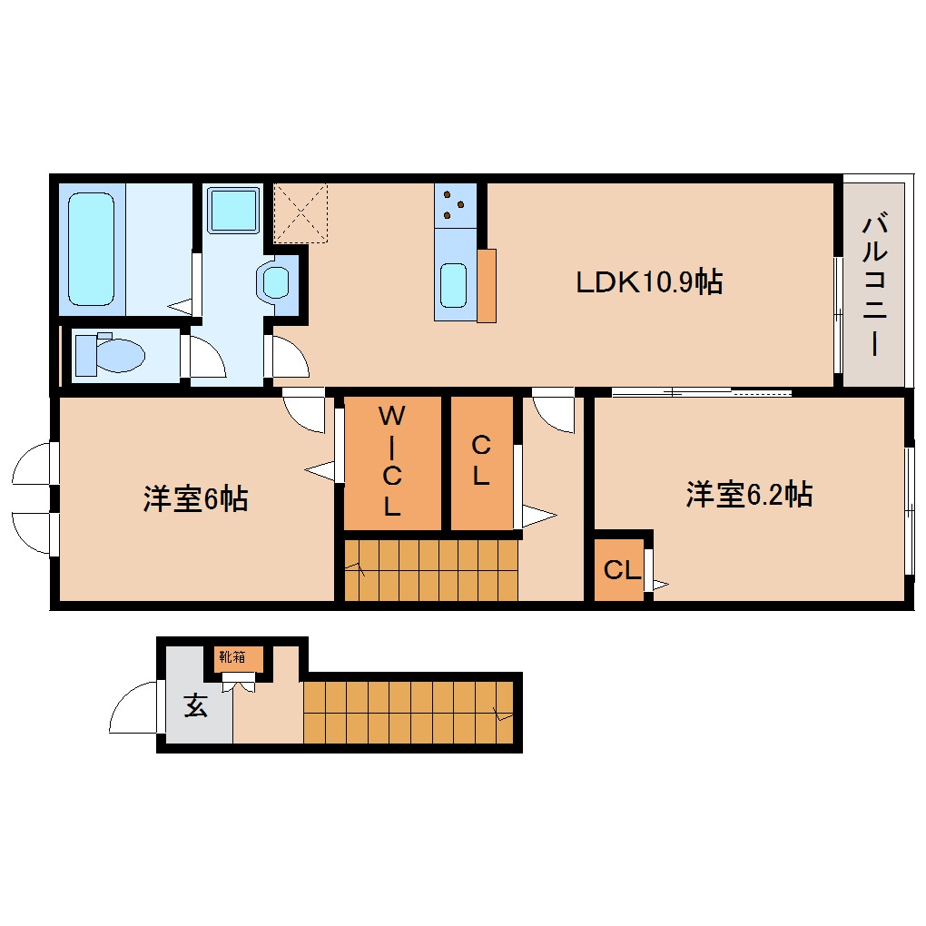 棚倉駅 徒歩15分 2階の物件間取画像