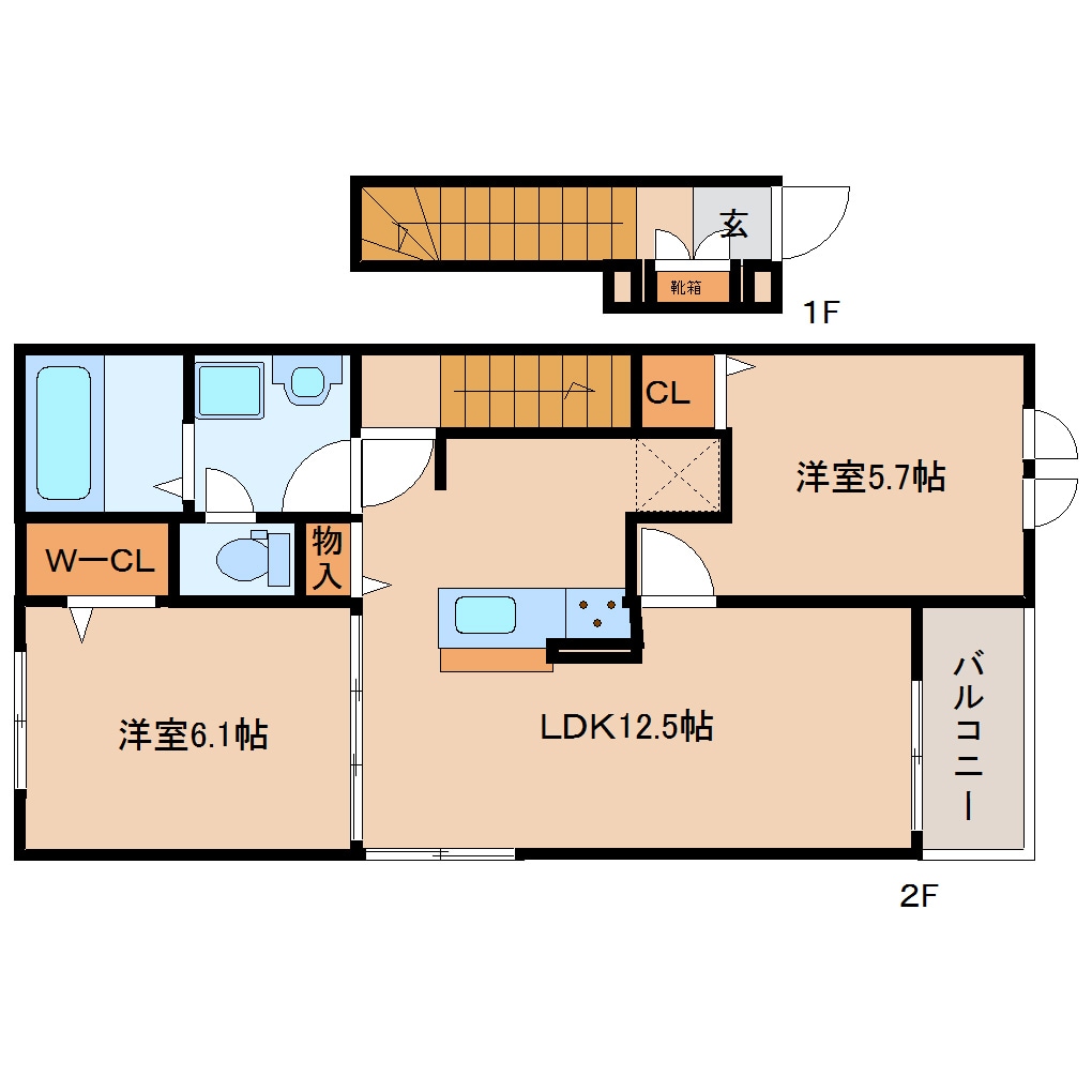 加茂駅 徒歩6分 2階の物件間取画像