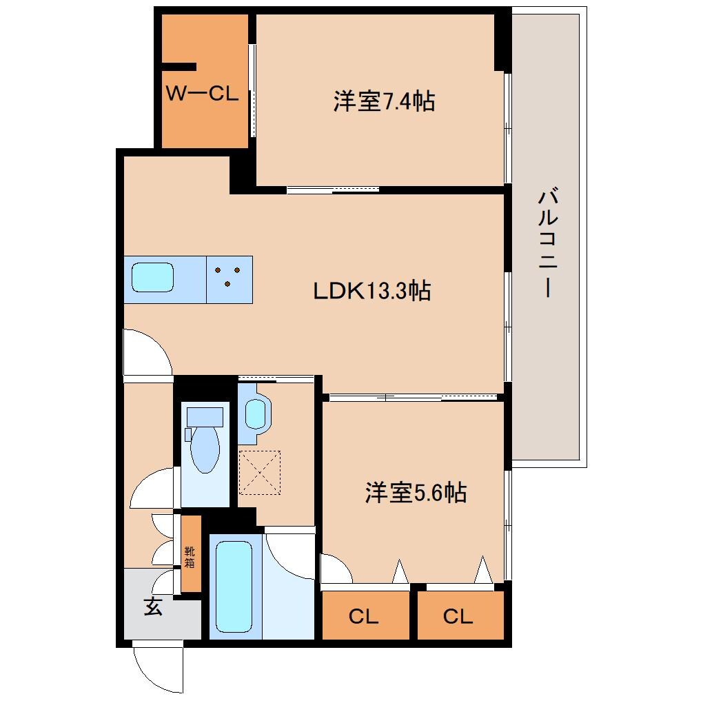 奈良県奈良市三条栄町マンション 2階の物件間取画像