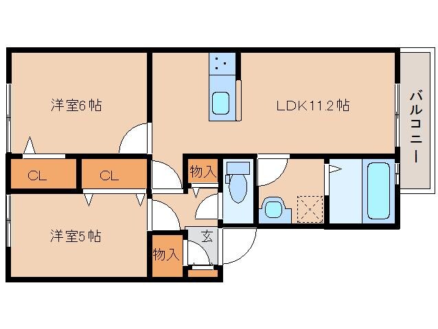 奈良県奈良市南京終町7丁目ハイツ 3階の物件間取画像