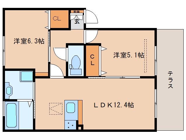 尼ケ辻駅 徒歩13分 1階の物件間取画像