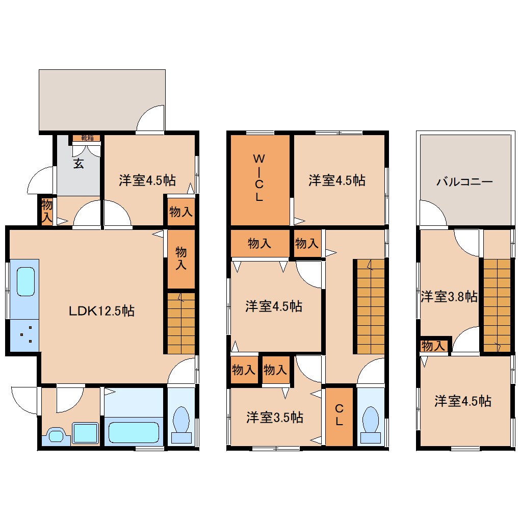 京終駅 徒歩16分 1-3階の物件間取画像