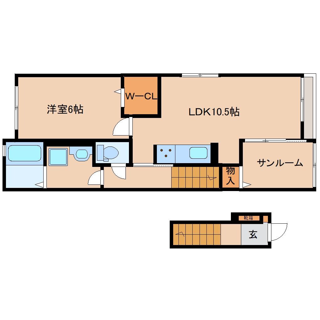 奈良県奈良市東九条町コーポ 2階の物件間取画像