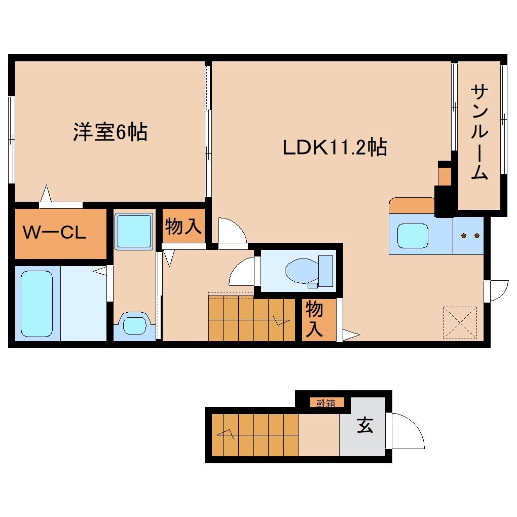 京終駅 徒歩9分 2階の物件間取画像