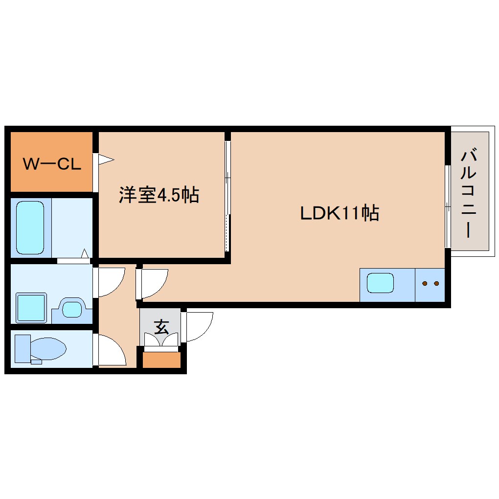 奈良県奈良市法蓮町アパート 3階の物件間取画像