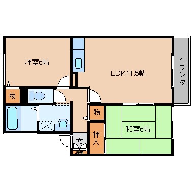 五位堂駅 徒歩18分 2階の物件間取画像