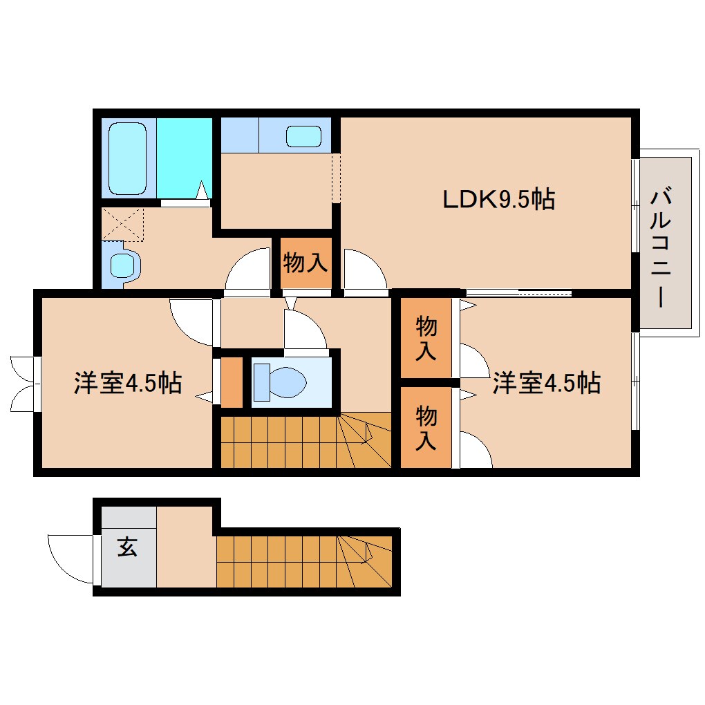 奈良県葛城市長尾ハイツ 2階の物件間取画像
