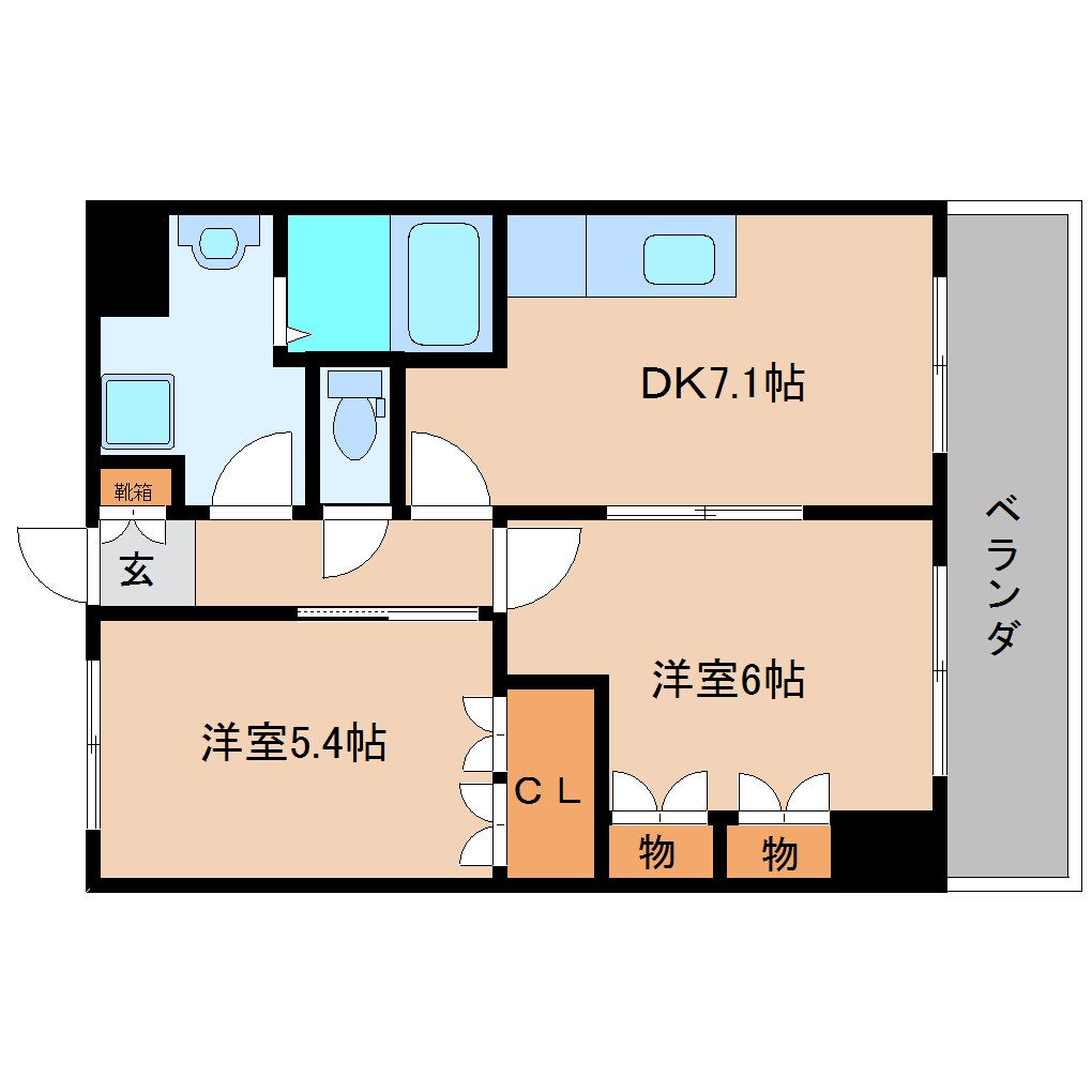 二上駅 徒歩1分 2階の物件間取画像